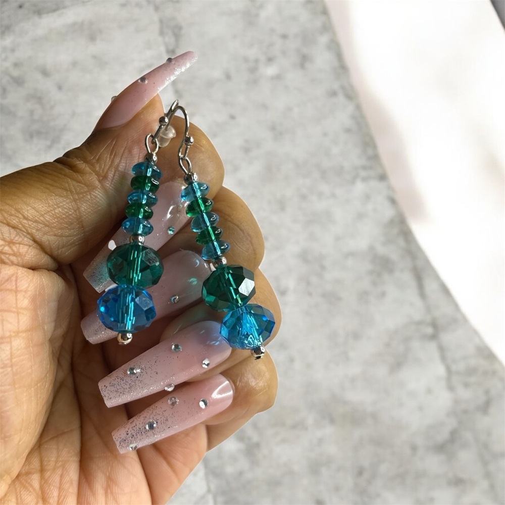Elegant Blue Beaded Earrings